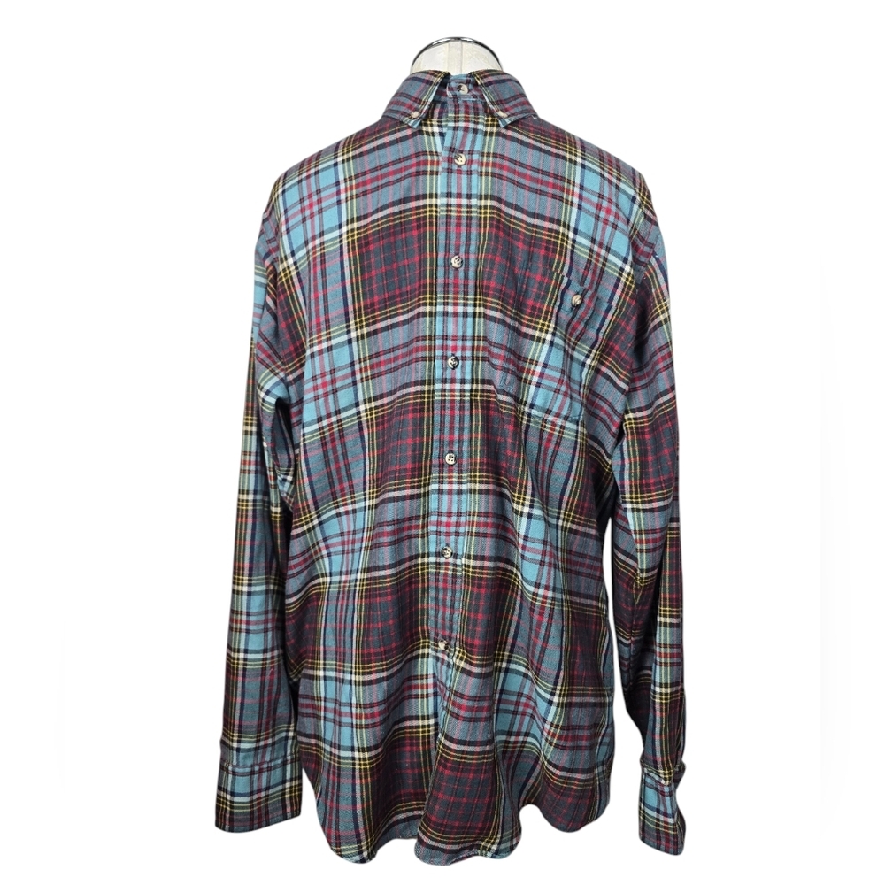 ANDHURST Plaid Single Needle Tailoring Long Sleeves Button Down Shirt M